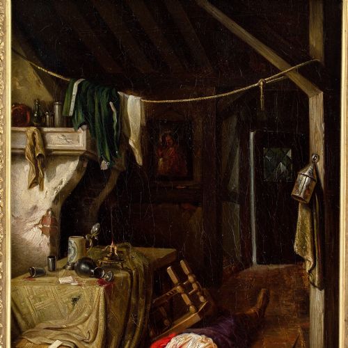 HERMANN WEI CONSEQUENCES OF THE GAME ANTIQUE OIL PAINTING - ADDITIONAL PHOTO 6