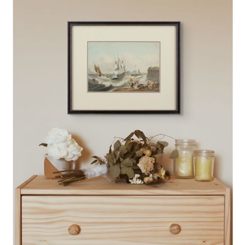 SAMUEL OWEN ATTRIBUTED ENTERING PORTSMOUTH HARBOUR ANTIQUE WATERCOLOUR - ADDITIONAL PHOTO 2
