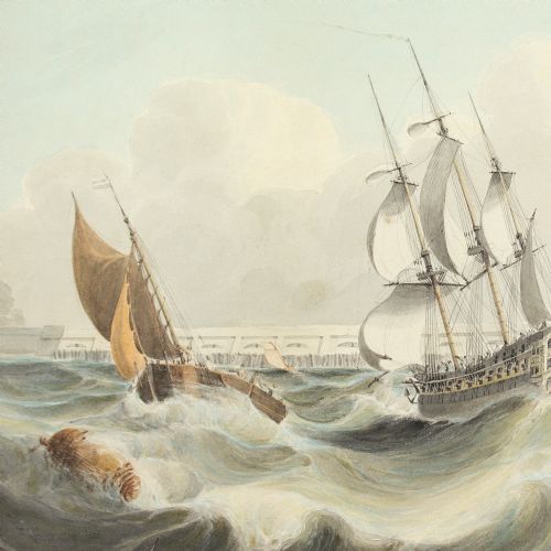 SAMUEL OWEN ATTRIBUTED ENTERING PORTSMOUTH HARBOUR ANTIQUE WATERCOLOUR - ADDITIONAL PHOTO 6