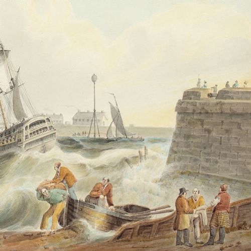 SAMUEL OWEN ATTRIBUTED ENTERING PORTSMOUTH HARBOUR ANTIQUE WATERCOLOUR - ADDITIONAL PHOTO 7