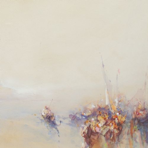 FRANK WASLEY ON THE LAGOON AT SUNDOWN VENICE ANTIQUE WATERCOLOUR - ADDITIONAL PHOTO 4