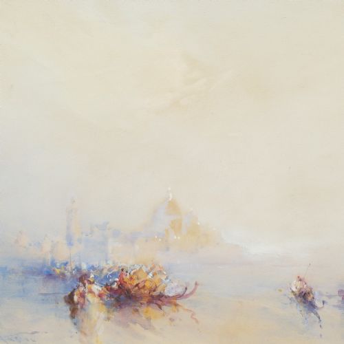 FRANK WASLEY ON THE LAGOON AT SUNDOWN VENICE ANTIQUE WATERCOLOUR - ADDITIONAL PHOTO 6