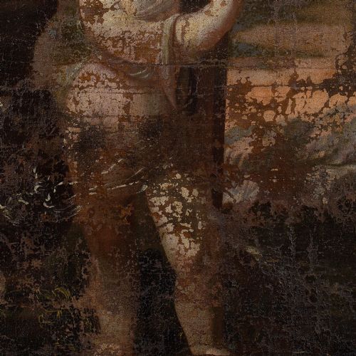 18THCENTURY SPANISH SCHOOL CHILD JESUS EMBRACING THE CROSS ANTIQUE OIL PAINTING - ADDITIONAL PHOTO 5