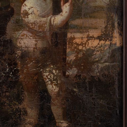 18THCENTURY SPANISH SCHOOL CHILD JESUS EMBRACING THE CROSS ANTIQUE OIL PAINTING - ADDITIONAL PHOTO 7