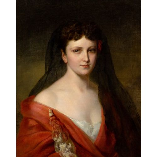 19THCENTURY AUSTRIAN SCHOOL PORTRAIT OF A LADY IN SPANISH ATTIRE - ADDITIONAL PHOTO 1