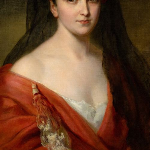 19THCENTURY AUSTRIAN SCHOOL PORTRAIT OF A LADY IN SPANISH ATTIRE - ADDITIONAL PHOTO 4