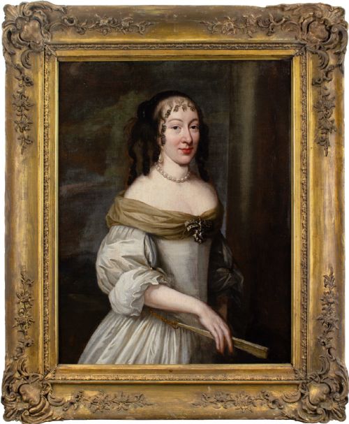 charles beaubrun circle portrait of a lady with a fan 17thcentury french portrait - CATEGORY: ANTIQUE ART - DATED 17TH CENTURY