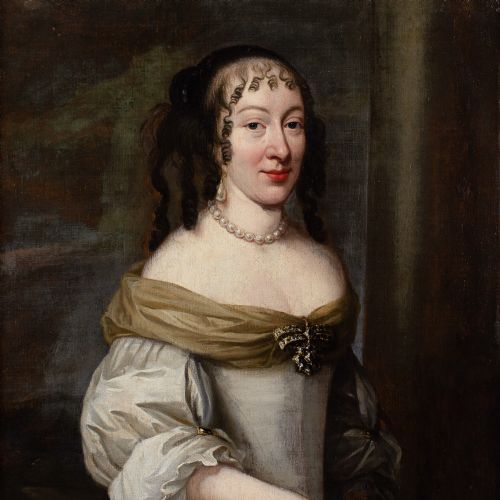 CHARLES BEAUBRUN CIRCLE PORTRAIT OF A LADY WITH A FAN 17THCENTURY FRENCH PORTRAIT - ADDITIONAL PHOTO 5