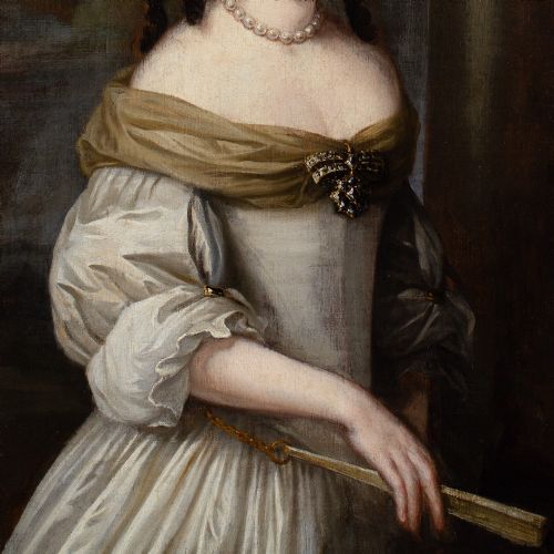 CHARLES BEAUBRUN CIRCLE PORTRAIT OF A LADY WITH A FAN 17THCENTURY FRENCH PORTRAIT - ADDITIONAL PHOTO 8