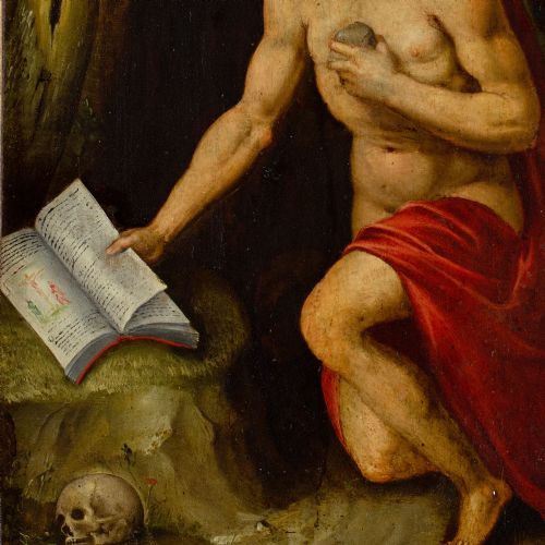 LATE 16THCENTURY ITALIAN SCHOOL SAINT JEROME THE PENITENT OLD MASTER RELIGIOUS PAINTING - ADDITIONAL PHOTO 5