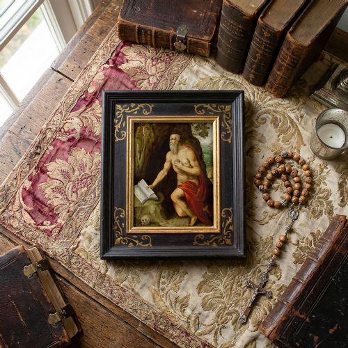 LATE 16THCENTURY ITALIAN SCHOOL SAINT JEROME THE PENITENT OLD MASTER RELIGIOUS PAINTING - ADDITIONAL PHOTO 2