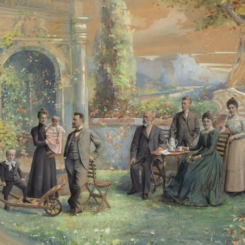 K K HOF ATELIER PIETZNER FAMILY PORTRAIT IN A GARDEN SETTING MIXED MEDIA - ADDITIONAL PHOTO 6