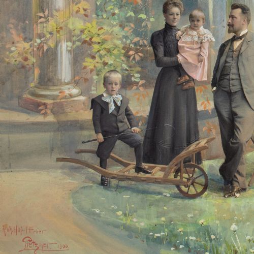 K K HOF ATELIER PIETZNER FAMILY PORTRAIT IN A GARDEN SETTING MIXED MEDIA - ADDITIONAL PHOTO 8
