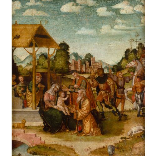 MID16THCENTURY ROMAGNOLA SCHOOL THE ADORATION OF THE MAGI ITALIAN RENAISSANCE NATIVITY PAINTING - ADDITIONAL PHOTO 2