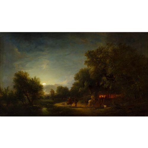 fig 3. John Berney Crome, Wayfarers At The Smithy, Hingham, Norfolk, 19th-Century Oil Painting