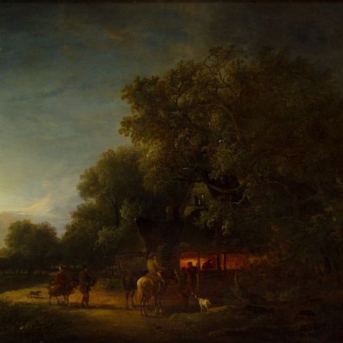 fig 6. John Berney Crome, Wayfarers At The Smithy, Hingham, Norfolk, 19th-Century Oil Painting
