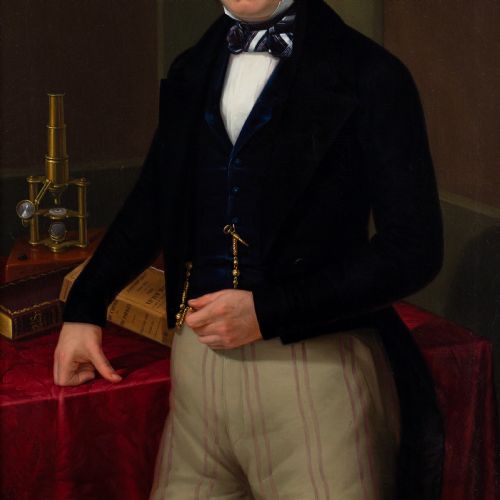 MID19THCENTURY FRENCH SCHOOL PORTRAIT OF A CHEMIST ANTIQUE OIL PAINTING - ADDITIONAL PHOTO 4