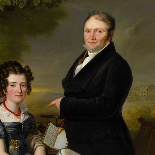 CARL ADOLF MENDE ATTRIBUTED PORTRAIT OF JEAN GERARD VONDERBANK FAMILY ANTIQUE OIL PAINTING - ADDITIONAL PHOTO 2