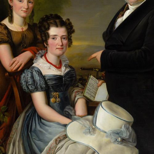 CARL ADOLF MENDE ATTRIBUTED PORTRAIT OF JEAN GERARD VONDERBANK FAMILY ANTIQUE OIL PAINTING - ADDITIONAL PHOTO 3