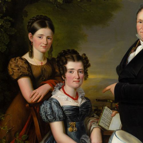 CARL ADOLF MENDE ATTRIBUTED PORTRAIT OF JEAN GERARD VONDERBANK FAMILY ANTIQUE OIL PAINTING - ADDITIONAL PHOTO 4