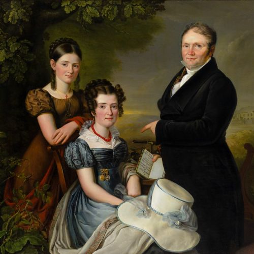 CARL ADOLF MENDE ATTRIBUTED PORTRAIT OF JEAN GERARD VONDERBANK FAMILY ANTIQUE OIL PAINTING - ADDITIONAL PHOTO 5