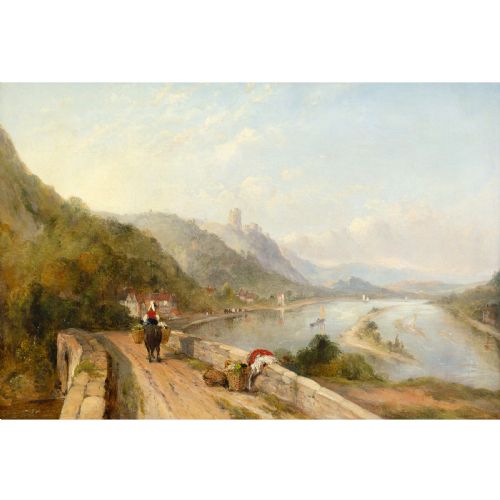 FREDERICK WATERS WATTS THE MENAI STRAIT ANTIQUE OIL PAINTING - ADDITIONAL PHOTO 1