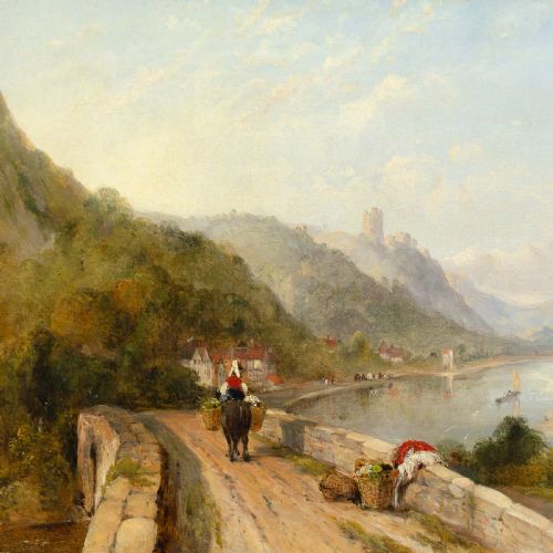 FREDERICK WATERS WATTS THE MENAI STRAIT ANTIQUE OIL PAINTING - ADDITIONAL PHOTO 2