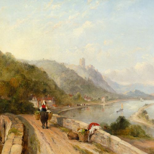 FREDERICK WATERS WATTS THE MENAI STRAIT ANTIQUE OIL PAINTING - ADDITIONAL PHOTO 3