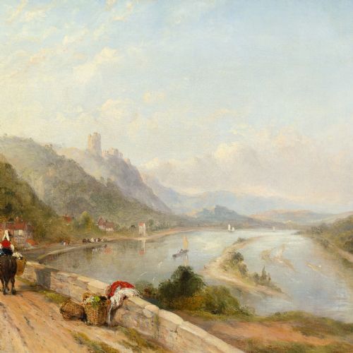 FREDERICK WATERS WATTS THE MENAI STRAIT ANTIQUE OIL PAINTING - ADDITIONAL PHOTO 4