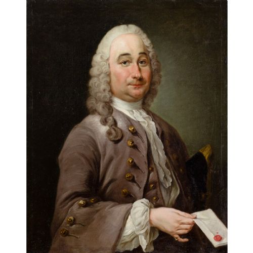 MID18THCENTURY FRENCH SCHOOL PORTRAIT OF A GENTLEMAN WITH A LETTER ANTIQUE OIL PAINTING - ADDITIONAL PHOTO 1