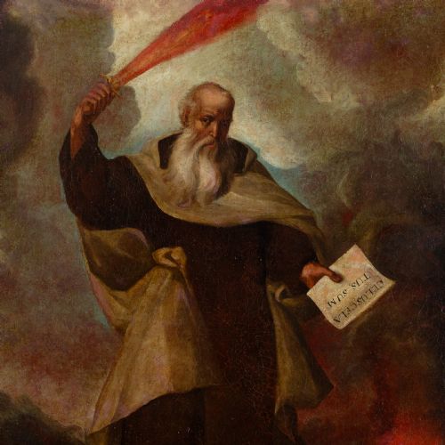 MID17THCENTURY MADRID SCHOOL SAINT ELIJAH ANTIQUE OIL PAINTING - ADDITIONAL PHOTO 2