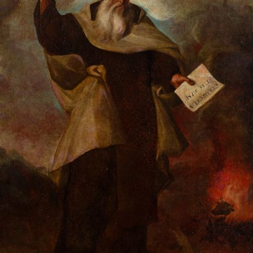MID17THCENTURY MADRID SCHOOL SAINT ELIJAH ANTIQUE OIL PAINTING - ADDITIONAL PHOTO 3