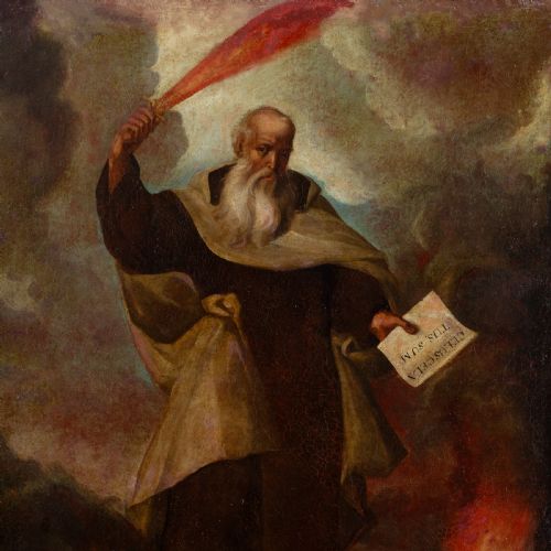 MID17THCENTURY MADRID SCHOOL SAINT ELIJAH ANTIQUE OIL PAINTING - ADDITIONAL PHOTO 4