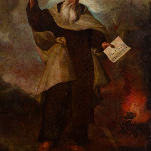 MID17THCENTURY MADRID SCHOOL SAINT ELIJAH ANTIQUE OIL PAINTING - ADDITIONAL PHOTO 5