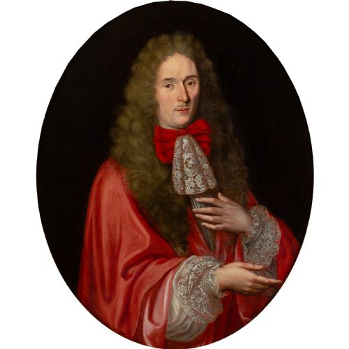 EARLY 18THCENTURY FLEMISH SCHOOL PORTRAIT OF A GENTLEMAN IN A RED ROBE ANTIQUE OIL PAINTING - ADDITIONAL PHOTO 1