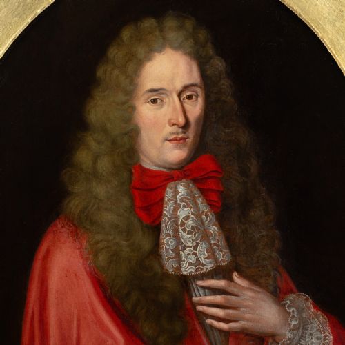 EARLY 18THCENTURY FLEMISH SCHOOL PORTRAIT OF A GENTLEMAN IN A RED ROBE ANTIQUE OIL PAINTING - ADDITIONAL PHOTO 3