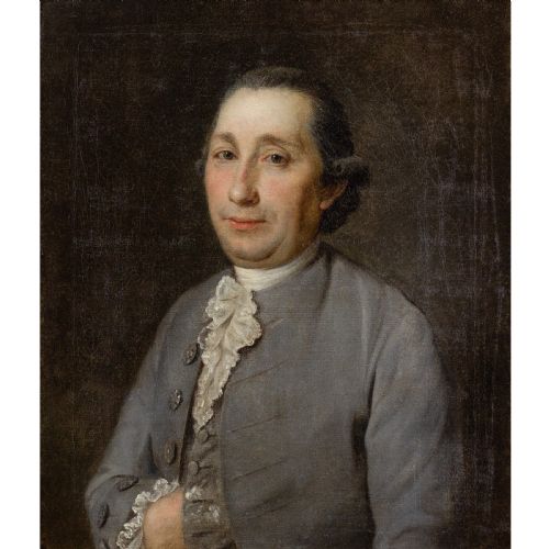 MID18THCENTURY FRENCH SCHOOL PORTRAIT OF A GENTLEMAN WITH A LACE JABOT ANTIQUE OIL PAINTING - ADDITIONAL PHOTO 1