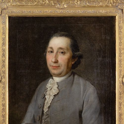 MID18THCENTURY FRENCH SCHOOL PORTRAIT OF A GENTLEMAN WITH A LACE JABOT ANTIQUE OIL PAINTING - ADDITIONAL PHOTO 2