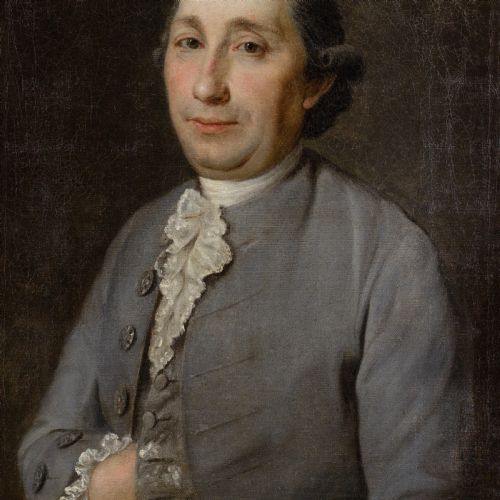 MID18THCENTURY FRENCH SCHOOL PORTRAIT OF A GENTLEMAN WITH A LACE JABOT ANTIQUE OIL PAINTING - ADDITIONAL PHOTO 5