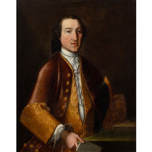 MID18THCENTURY TUSCAN SCHOOL PORTRAIT OF A GENTLEMAN HOLDING A LETTER ANTIQUE OIL PAINTING - ADDITIONAL PHOTO 1