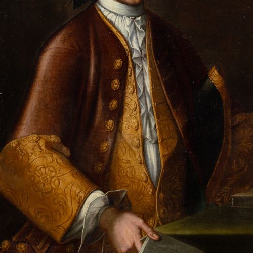MID18THCENTURY TUSCAN SCHOOL PORTRAIT OF A GENTLEMAN HOLDING A LETTER ANTIQUE OIL PAINTING - ADDITIONAL PHOTO 4