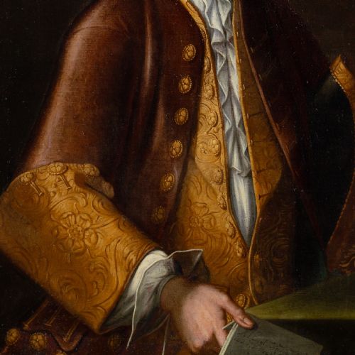 MID18THCENTURY TUSCAN SCHOOL PORTRAIT OF A GENTLEMAN HOLDING A LETTER ANTIQUE OIL PAINTING - ADDITIONAL PHOTO 6