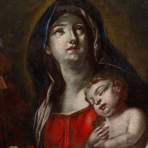 FRANCESCO SOLIMENA WORKSHOP THE VIRGIN CHILD WITH SAINT JOSEPH ANTIQUE OIL PAINTING - ADDITIONAL PHOTO 2