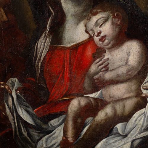 FRANCESCO SOLIMENA WORKSHOP THE VIRGIN CHILD WITH SAINT JOSEPH ANTIQUE OIL PAINTING - ADDITIONAL PHOTO 3