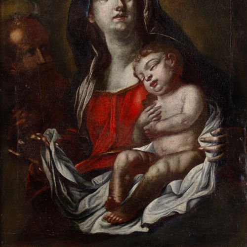 FRANCESCO SOLIMENA WORKSHOP THE VIRGIN CHILD WITH SAINT JOSEPH ANTIQUE OIL PAINTING - ADDITIONAL PHOTO 5