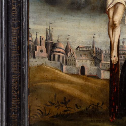 LATE 17THCENTURY HESSIAN SCHOOL CRUCIFIXION WITH DONORS ANTIQUE LUTHERAN OIL PAINTING - ADDITIONAL PHOTO 6