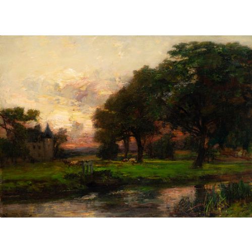 JAMES CAMPBELL NOBLE RSA EVENING ANTIQUE OIL PAINTING - ADDITIONAL PHOTO 1