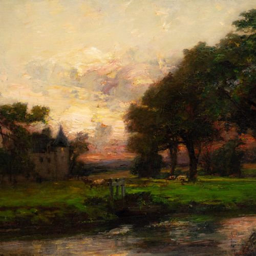 JAMES CAMPBELL NOBLE RSA EVENING ANTIQUE OIL PAINTING - ADDITIONAL PHOTO 2