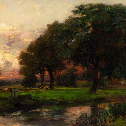 JAMES CAMPBELL NOBLE RSA EVENING ANTIQUE OIL PAINTING - ADDITIONAL PHOTO 3