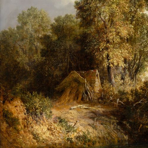 HENRY HARRIS LINES RUSTIC SCENE WITH DROVER ANTIQUE OIL PAINTING - ADDITIONAL PHOTO 5